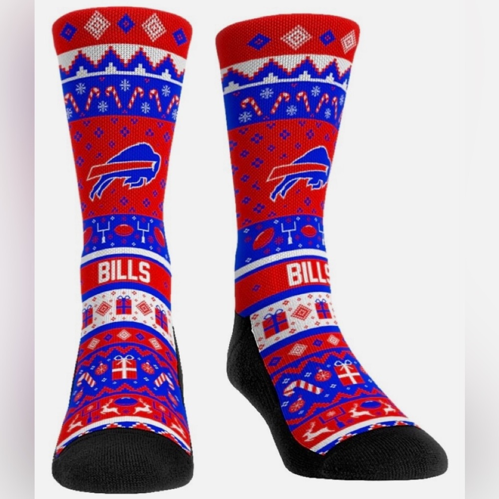 BUFFALO BILLS Tacky Ugly Sweater Socks Sz. Men’s Sz. S-M 6-8.5